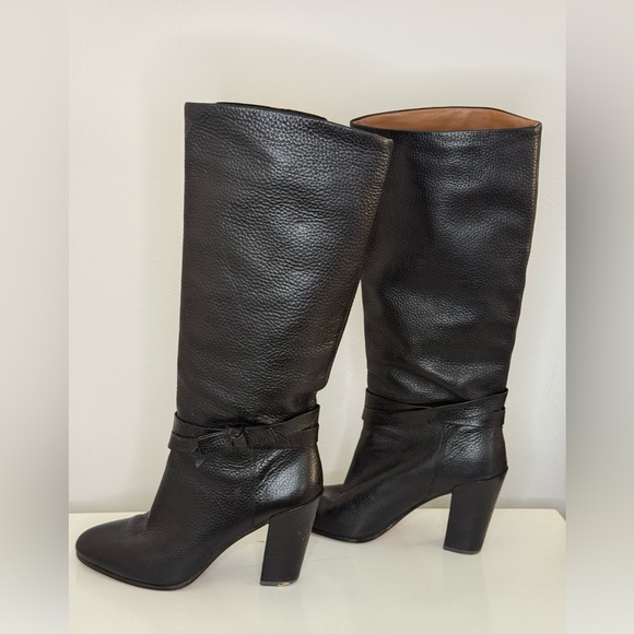 Kate Spade Cabincore Mandie Knee High Black Pebbled Leather Boots 9.5 - Picture 2 of 7